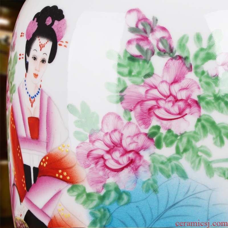 Hu works of jingdezhen ceramics vase high - grade Chinese gift hand famille rose porcelain beauty figure bottles