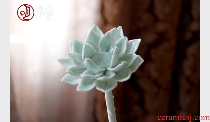 Jingdezhen ceramic fake flowers home sitting room adornment flowers celadon clay hand pinch flower arranging flower decoration process simulation