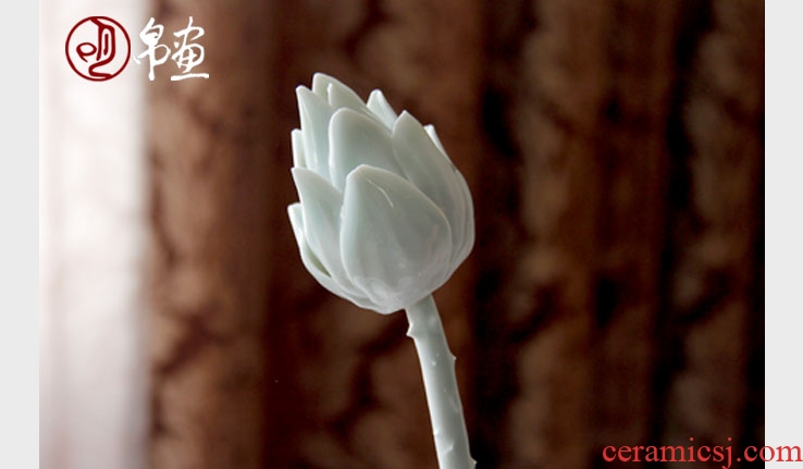 Jingdezhen ceramic fake flowers home sitting room adornment flowers celadon clay hand pinch flower arranging flower decoration process simulation