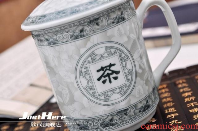 Of jingdezhen ceramic cups porcelain cup with a cover glass office cup and cup ultimately responds cup