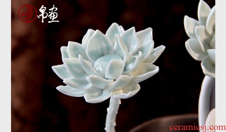 Jingdezhen ceramic fake flowers home sitting room adornment flowers celadon clay hand pinch flower arranging flower decoration process simulation