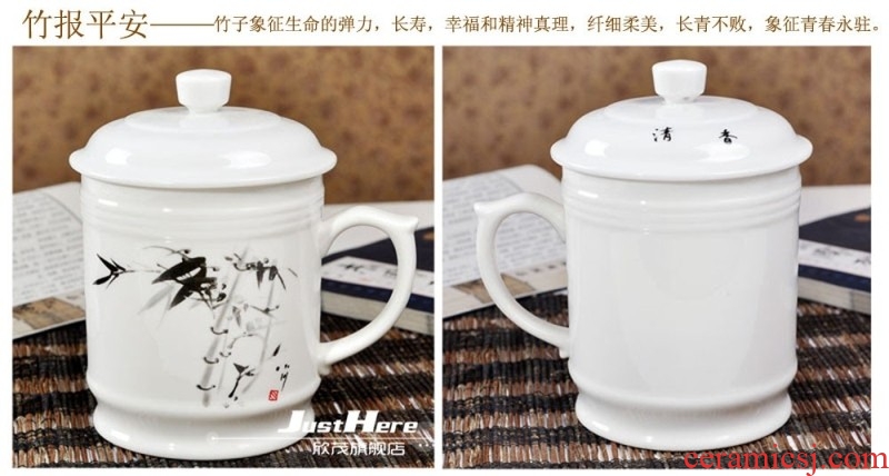 The large capacity of jingdezhen ceramic cup ipads porcelain cups with cover office cup boss cup tea cup 900 ml cups