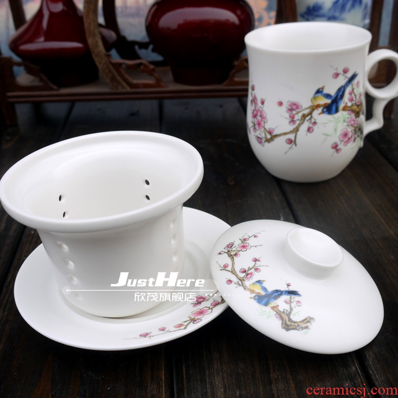 Jingdezhen ceramic cups water filter cup four cup suit individual cup of office home cup 350 ml