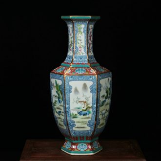 Jingdezhen ceramics vase archaize colored enamel blue over the six - party vase household adornment ornament