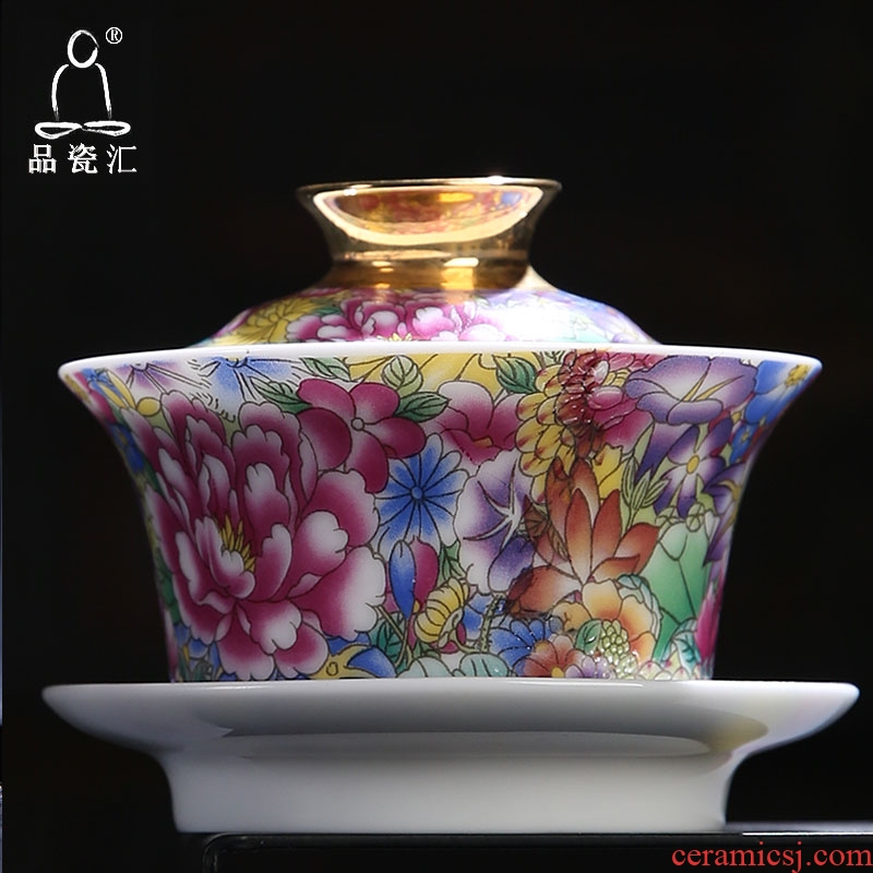 The Product of jingdezhen porcelain remit colored enamel see kung fu tea tea for tea tureen carpet of only three bowls