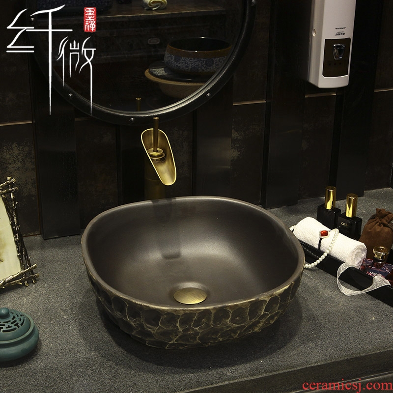 New Chinese style imitation stone art ceramic toilet stage basin square basin sink basin water basin washing a face