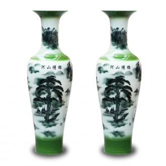 Jingdezhen ceramics hand - made color ink engraving splendid sunvo large vases, Chinese style sitting room adornment is placed