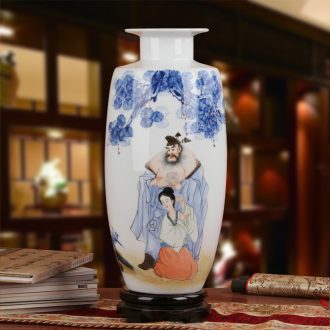 Famous Xia Guoan jingdezhen ceramics vase upscale gift hand - made blue doors to Mary younger sister figure vase