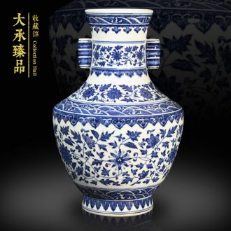 Archaize of jingdezhen blue and white porcelain hand - made bound branch large ears Chinese vase crafts home furnishing articles sitting room set