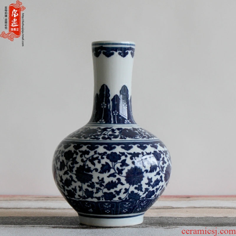 Jingdezhen ceramic blue and white porcelain vase furnishing articles antique bound branch lotus home sitting room desktop flower arranging water raise small expressions using