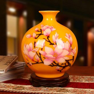 Jingdezhen ceramics vase high - grade gold straw yellow flowers open wealth vase modern household adornment furnishing articles