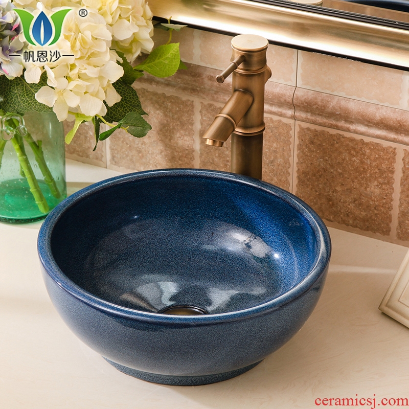 The sink single basin type ceramic art basin bowl round on The mini small size 35 cm30cm small home