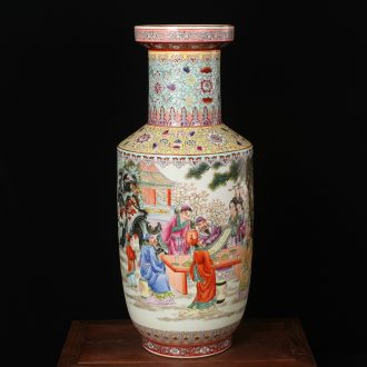 Archaize of jingdezhen ceramics powder enamel factory goods peach banquet big vases, modern Chinese style household crafts
