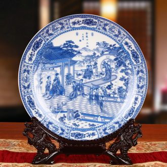 Twelve women of jingdezhen blue and white ceramics gold hair pin hang dish his Chinese style classical decoration home furnishing articles