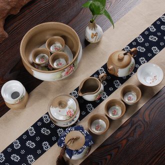 East west pot of a complete set of ceramic tea set of kung fu tea set 15 head thick coarse pottery teapot pottery and porcelain ceramic tea set