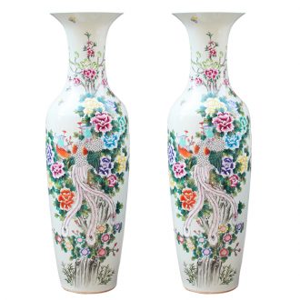 Jingdezhen ceramics hand - made pastel phoenix or sound of large vases, classical Chinese style living room home decoration