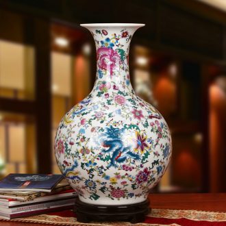 Kowloon, jingdezhen ceramics powder enamel in the days of the reward bottle of large vases, antique Chinese style household crafts
