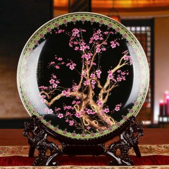 Jingdezhen ceramics red name plum blossom put faceplate hang dish modern household adornment handicraft decoration decoration plate