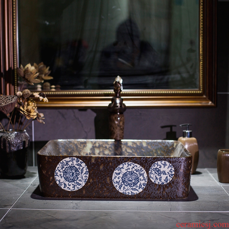 Rectangular antique art ceramic stage basin sink basin bathroom washs a face basin restoring ancient ways home ideas