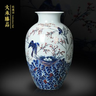 Jingdezhen ceramics famous blue and white see colour flower vase large household decorates hand - made handicraft collection