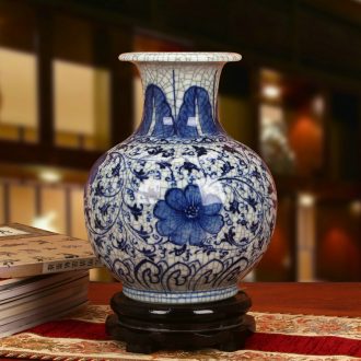 Jingdezhen ceramics hand - made antique porcelain crack glaze flower vases, modern Chinese style classical crafts