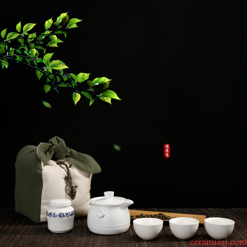 Friends are the family travel portable package mini ceramic kung fu tea set three cups a caddy fixings. A teapot