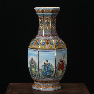 Jingdezhen ceramics enamel vase pastel colored antique furnishing articles - party when the ensemble six bottles of Chinese art deco