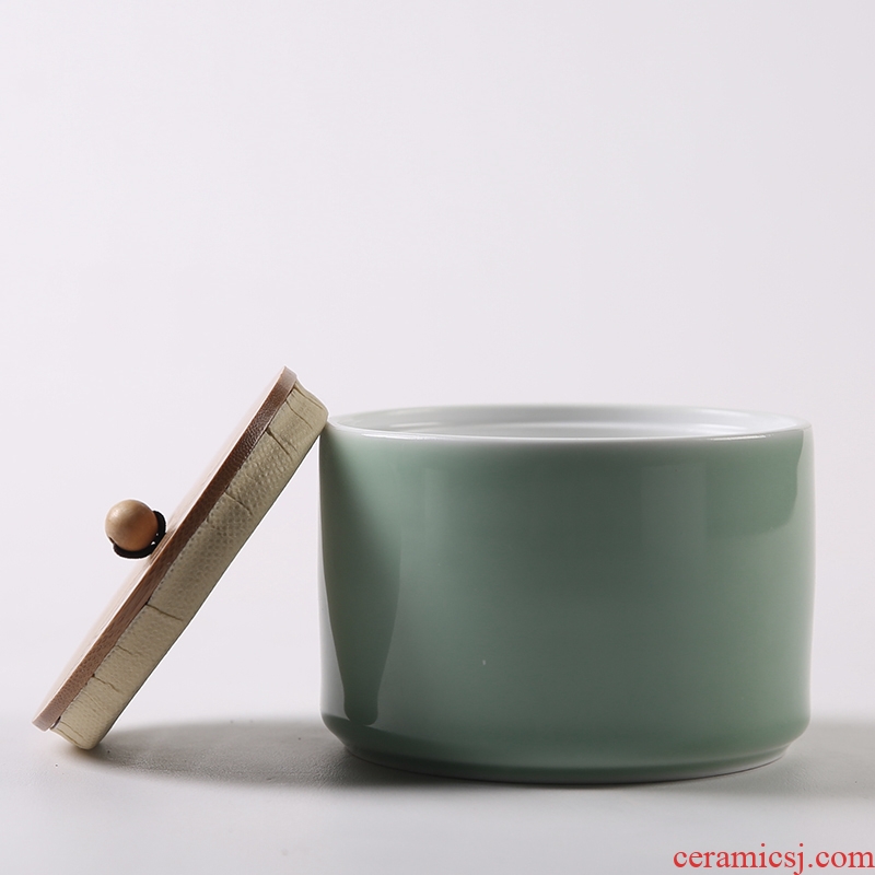 Porcelain sink and the sequence of ceramic up celadon caddy fixings seal pot dry black tea, green tea snacks storage tanks