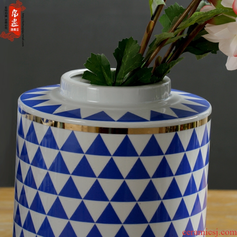 Jingdezhen porcelain pot vase sitting room between European example of new Chinese style household decorates porch creative drum furnishing articles