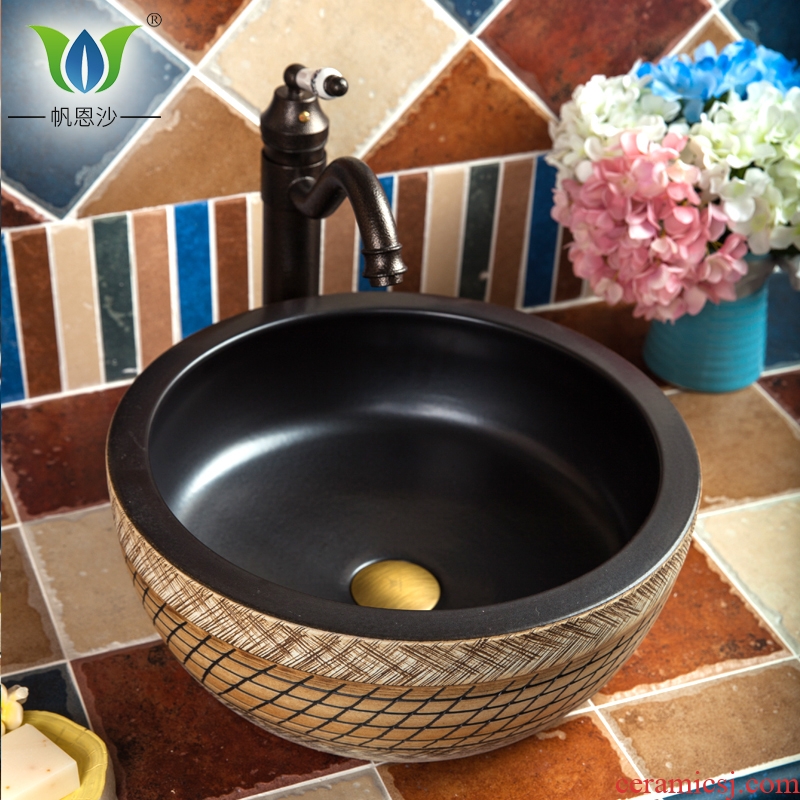 Jingdezhen American stage basin basin ceramic table circular bathroom sink basin simple restoring ancient ways