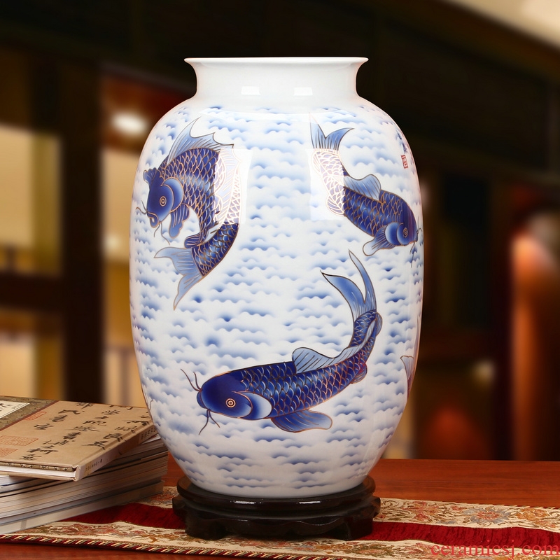The see colour blue and white porcelain of jingdezhen ceramics high - grade hand - made years more Chinese style household decorative vase furnishing articles