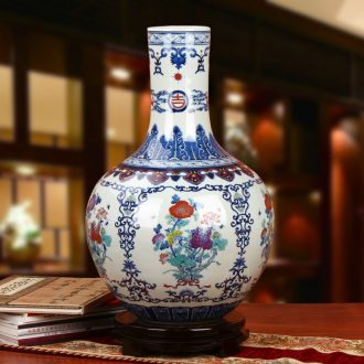 High - grade hand - made porcelain of jingdezhen ceramics bucket color auspicious flower vase classical Chinese style home furnishing articles
