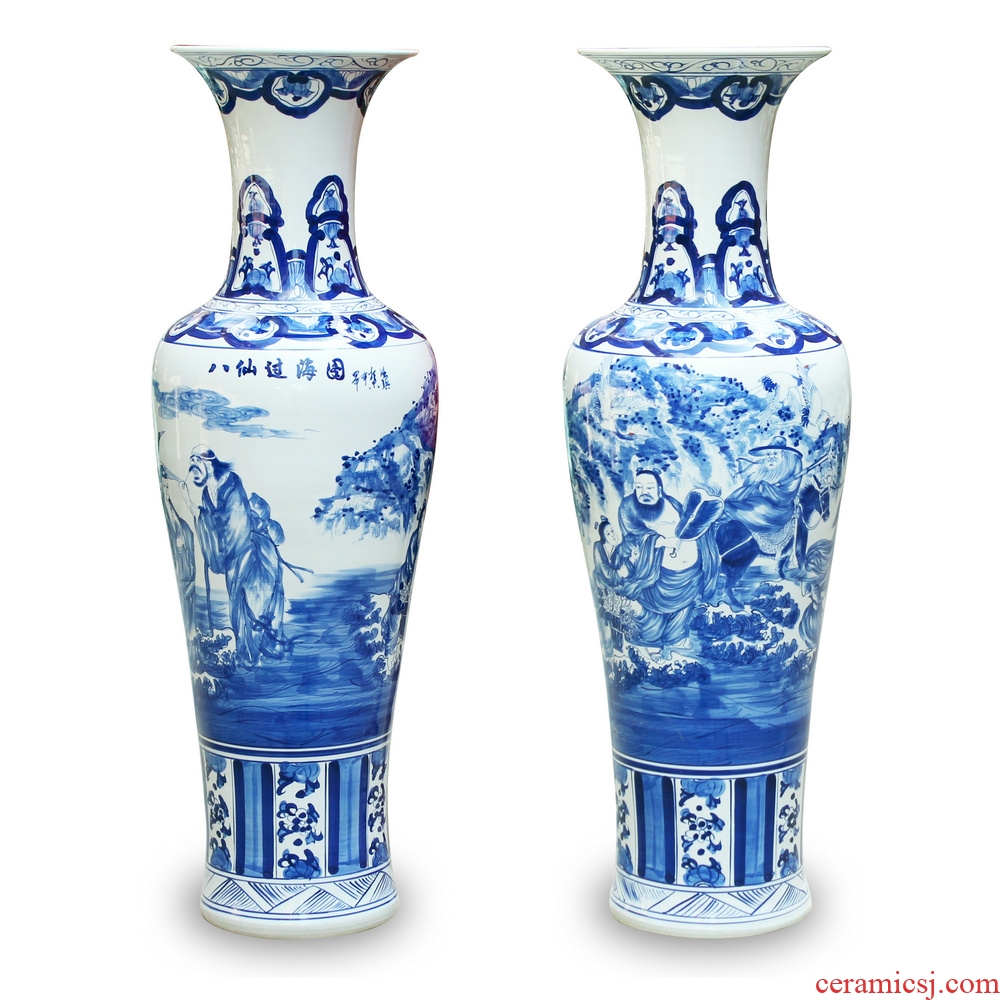 Hand - made sea of blue and white porcelain of jingdezhen ceramics vase of large sitting room hall decoration furnishing articles