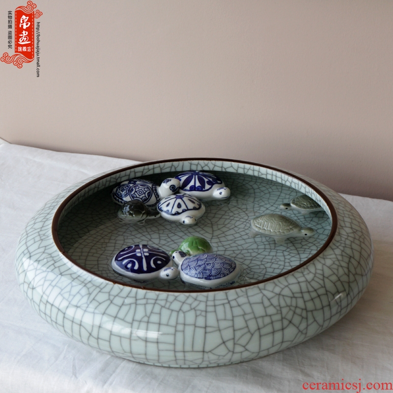 Small place turtle floating, lovely mini desktop collectors jingdezhen porcelain home decoration supplies landscape fortune