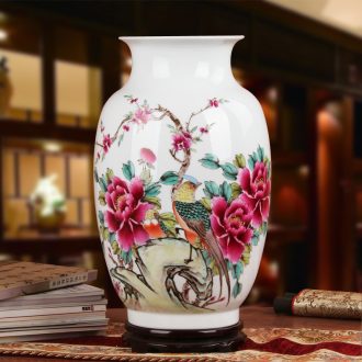 Xia Guoan vase high - grade hand - made works of jingdezhen ceramics powder enamel wealth vase peony flower notes don