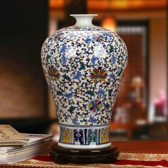 High - grade hand - made porcelain of jingdezhen ceramics wucai flower vases, antique Chinese style household furnishing articles around the branches