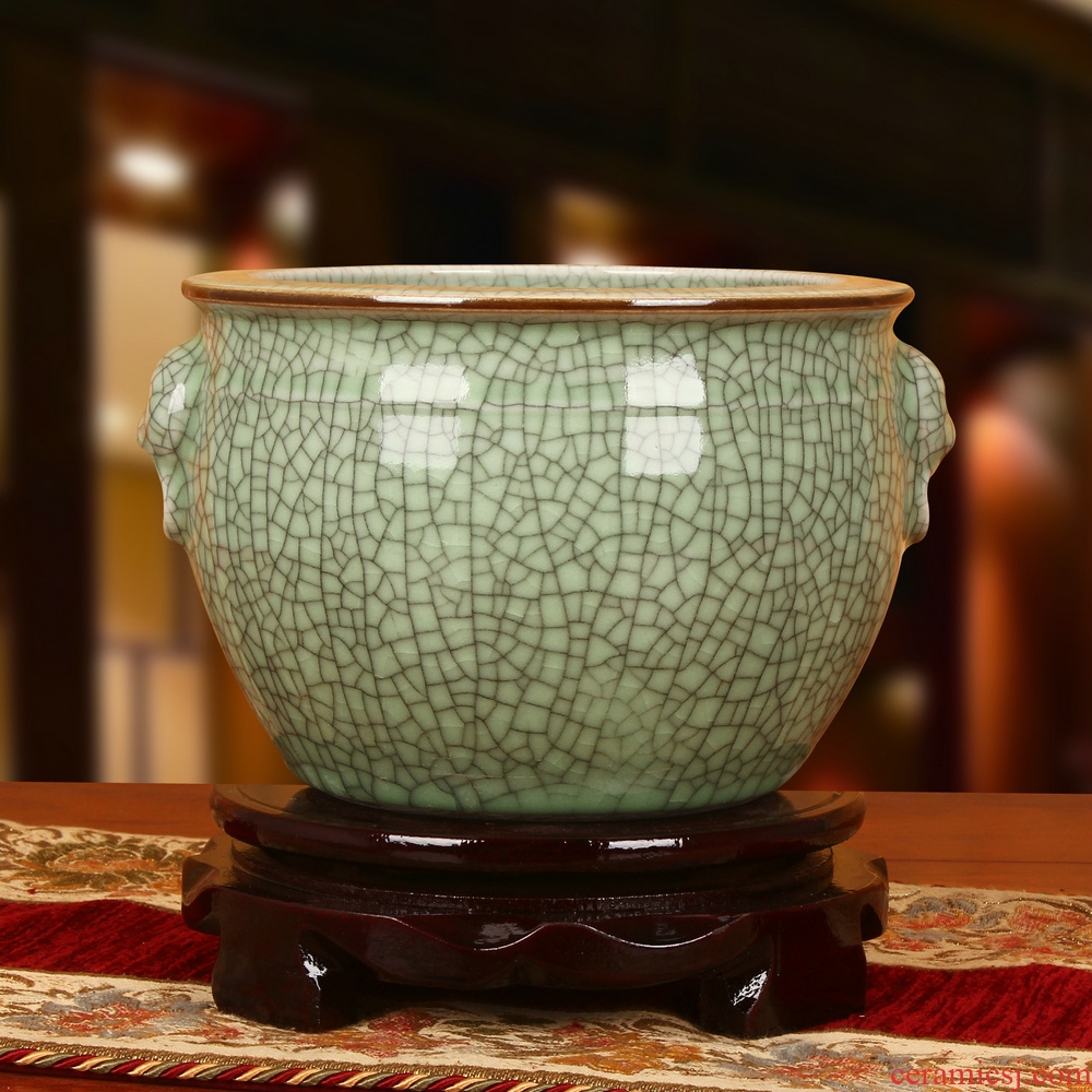 Jingdezhen ceramic antique officer elder brother up with crack open a piece of ears ring division head storage can act the role ofing is tasted furnishing articles