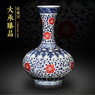 Jingdezhen blue and white lotus youligong tangled branches hand - made ceramics vase sitting room handicraft furnishing articles set a vase of study