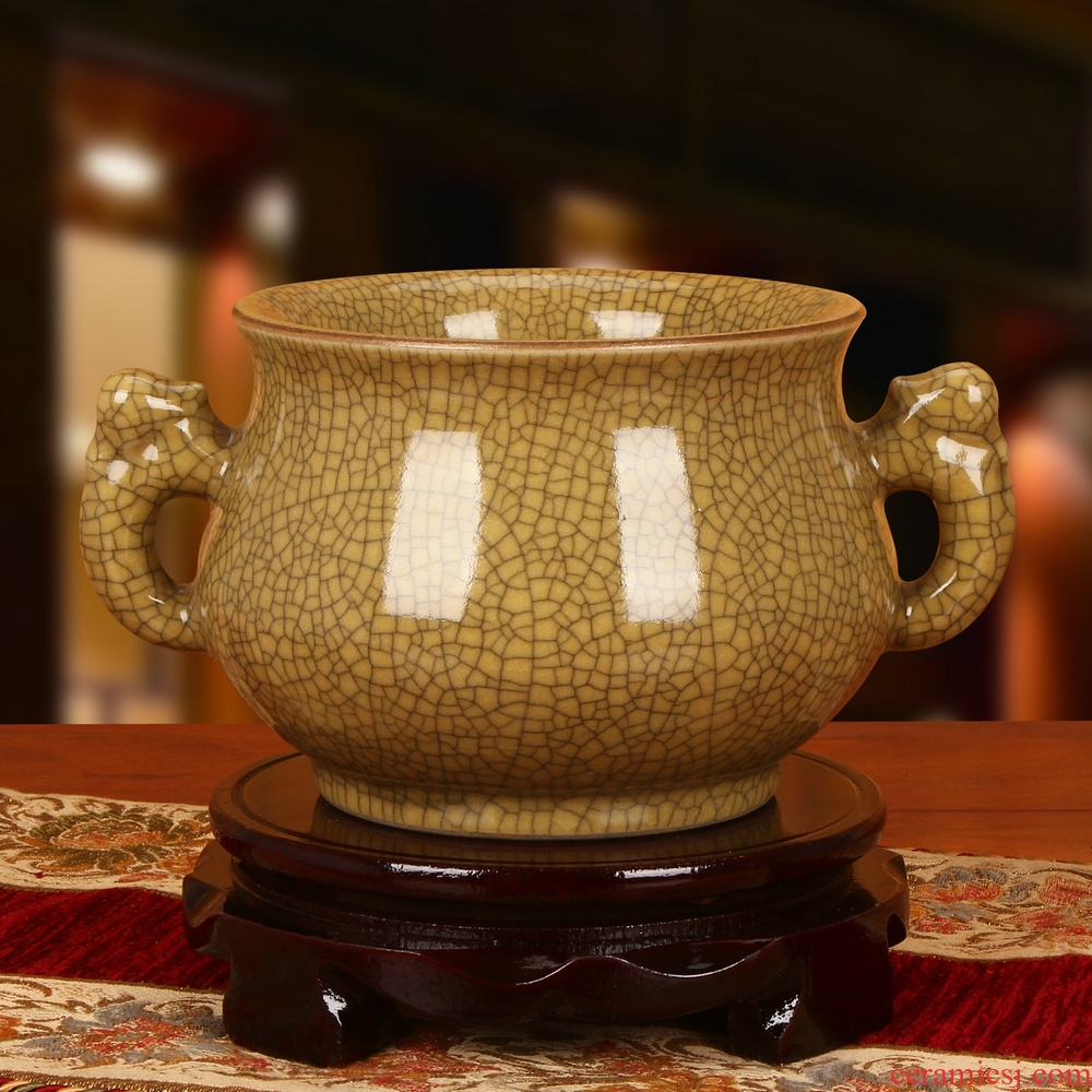 Jingdezhen ceramics archaize brother huang guan up crack open a piece of ssangyong 's ear big storage can act the role ofing is tasted furnishing articles