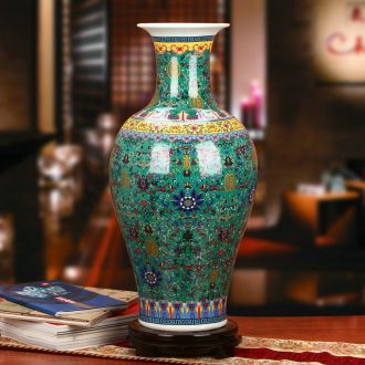 Chinese colored enamel porcelain of jingdezhen ceramics green live big vase modern collection crafts decorations