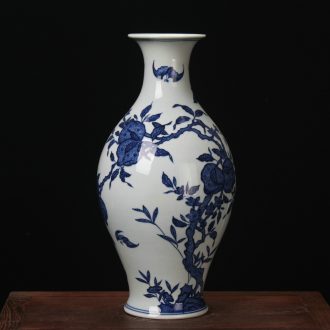 Jingdezhen ceramic vase furnishing articles antique blue - and - white hand - made life of Chinese olive vase sitting room home decoration