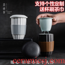 Famed hand - made color short round goblet kung fu master ceramic cups antique small tea cup single cup tea cup