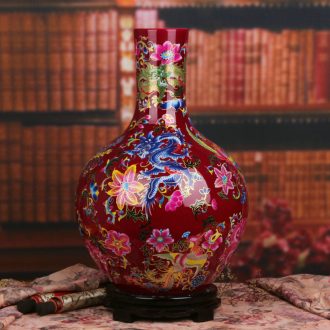 Modern Chinese jingdezhen ceramics mei red in extremely good fortune celestial big vase household living room a study place