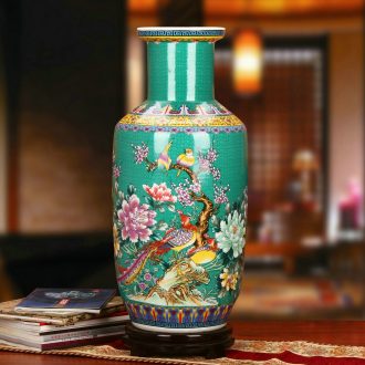 Jingdezhen ceramic vase peony flower on the phoenix landing big vase household enamel craft decoration furnishing articles