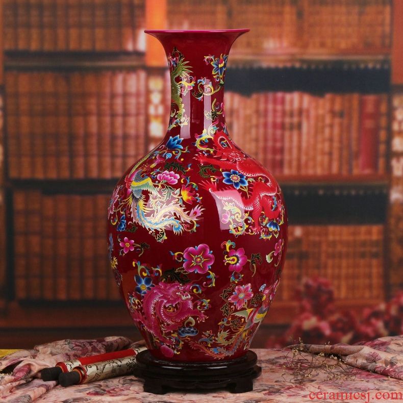 Modern Chinese jingdezhen ceramics mei red in extremely good fortune of large vases, fashionable new homes home furnishing articles
