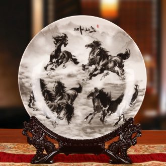 Jingdezhen ceramics color ink figure 8 success hang dish plate decoration plate of Chinese style household furnishing articles