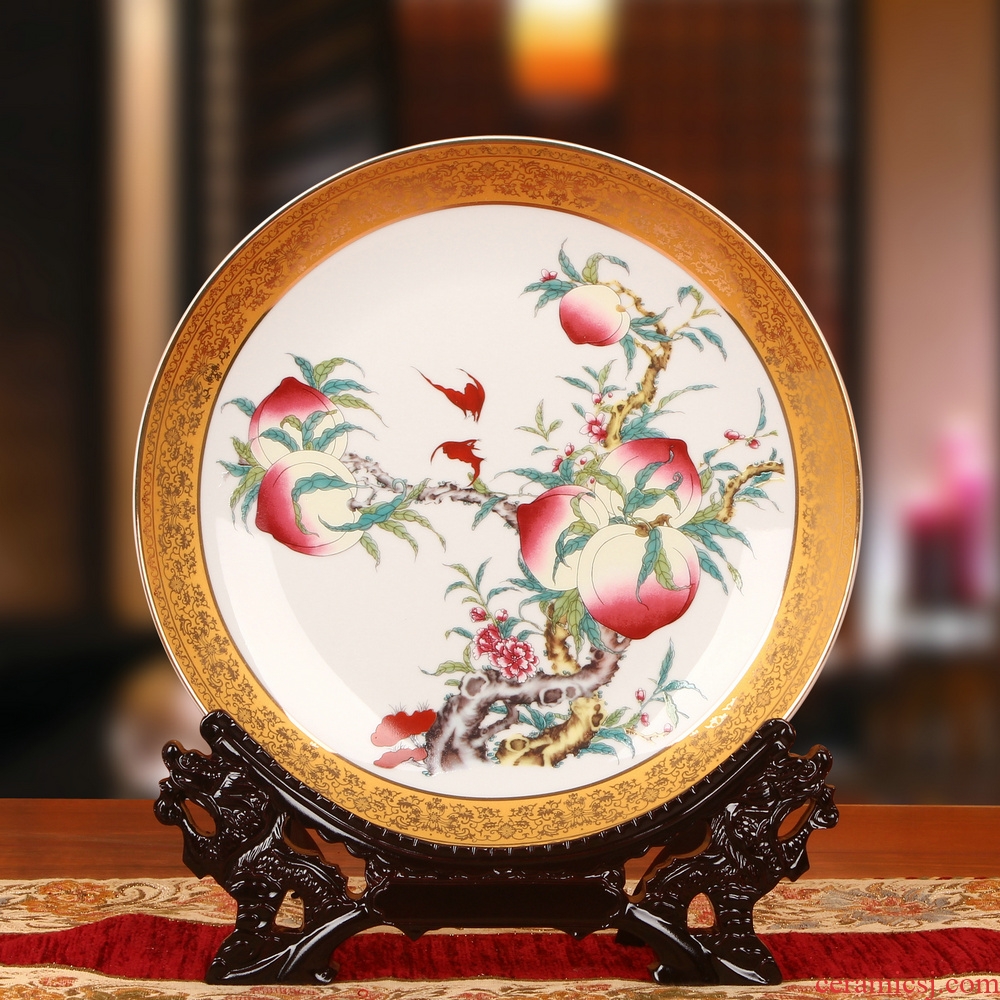 Jingdezhen ceramics up phnom penh peach faceplate hang dish plate old elder birthday decorative crafts