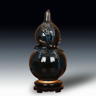Archaize of jingdezhen ceramic vases, jun porcelain up change color glaze, black bats gourd vases modern furnishing articles