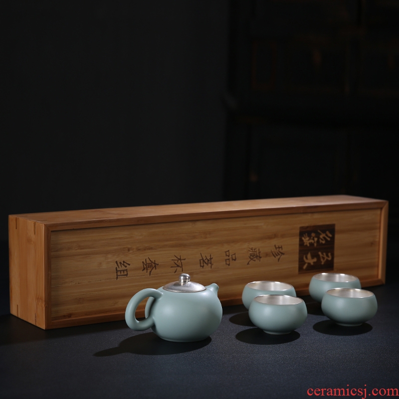 Taste your up porcelain remit tasted silver gilding silver glaze ceramic tea set the teapot teacup box gift kung fu tea set