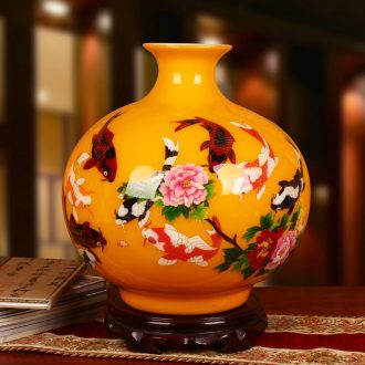 Jingdezhen ceramics high - grade gold fish every year a large vase modern home collection handicraft furnishing articles